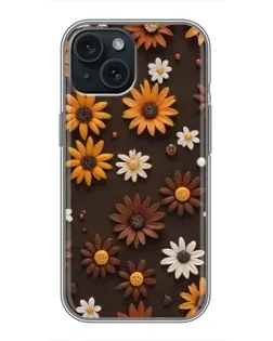 Чохол для iPhone 14 з картинкою «Візерунок з маленьких соняшників»