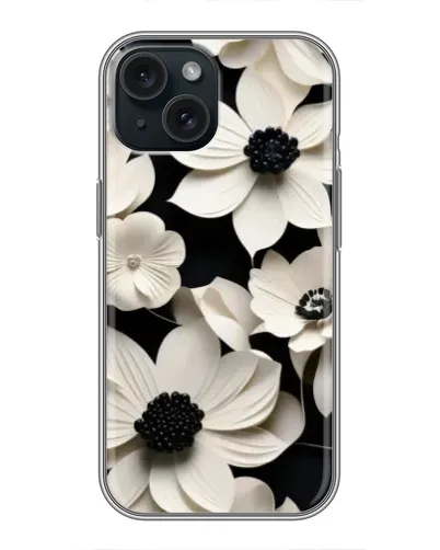 Чохол для iPhone 14 з картинкою «Об'ємні білі квіти»