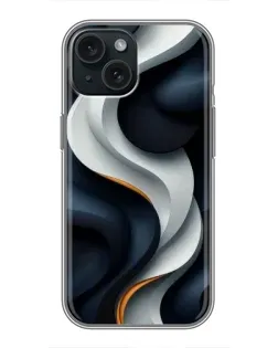 Чохол для iPhone 14 з картинкою «Об'ємні чорно-білі стрічки»