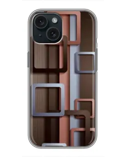 Чохол для iPhone 14 з картинкою «Коричневі об'ємні квадрати»