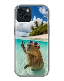 Чохол для iPhone 14 з картинкою «Капібара на морі»