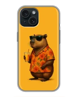 Чохол для iPhone 14 з картинкою «Капібара на відпочинку»