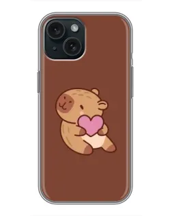 Чохол для iPhone 14 з картинкою «Капібара з серцем»