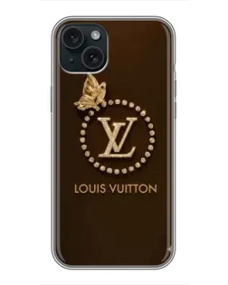 Чохол для iPhone 14 Plus з картинкою «LV — золота печатка»