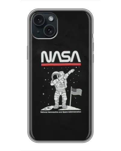 Чохол для iPhone 14 Plus з картинкою «NASA — крокуємо по Місяцю»