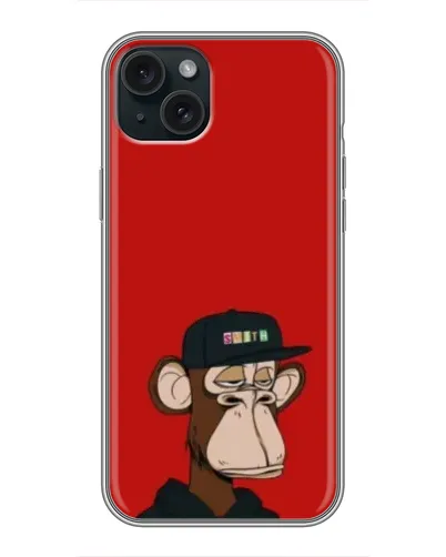 Чохол для iPhone 14 Plus з картинкою «Bored Ape — червоний фон»