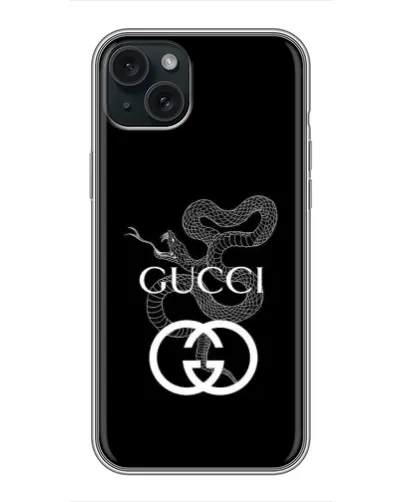 Чохол для iPhone 14 Plus з картинкою «Gucci — срібна змія»