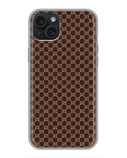 Чохол для iPhone 14 Plus з картинкою «Gucci — шоколадна сітка»