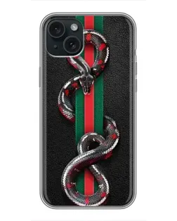 Чохол для iPhone 14 Plus з картинкою «Gucci — змія на смузі»