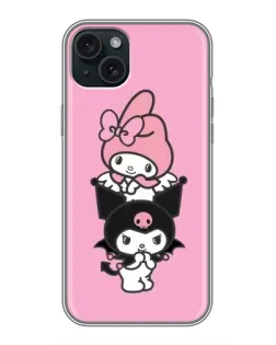 Чохол для iPhone 14 Plus з картинкою «Тріо My Melody та Kuromi» Чохол для iPhone 14 Plus з картинкою «Тріо My Melody та Kuromi»