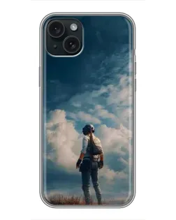 Чохол для iPhone 14 Plus з картинкою «Герой PUBG на скелі»