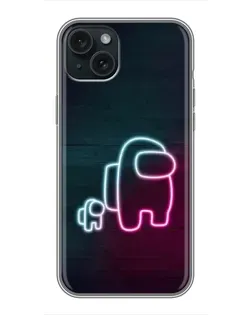 Чохол для iPhone 14 Plus з картинкою «Among Us неон-арт»