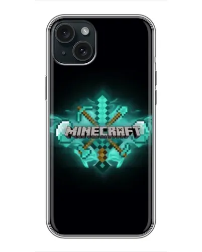 Чохол для iPhone 14 Plus з картинкою «Minecraft Diamond лого» Чохол для iPhone 14 Plus з картинкою «Minecraft Diamond лого»