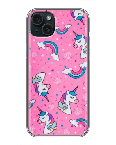 Чохол для iPhone 14 Plus з картинкою «Unicorn паттерн рожевий»