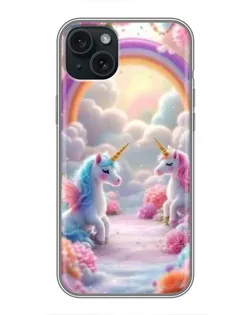 Чохол для iPhone 14 Plus з картинкою «Веселка і єдинороги» Чохол для iPhone 14 Plus з картинкою «Веселка і єдинороги»