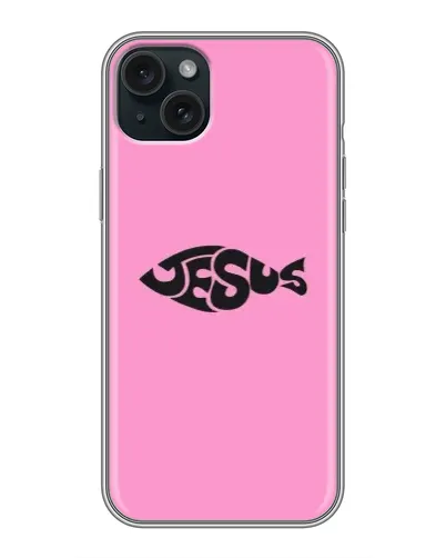 Чохол для iPhone 14 Plus з картинкою «Рожевий символ Jesus»