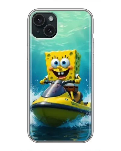 Чохол для iPhone 14 Plus з картинкою «Спанч Боб на гідроциклі»