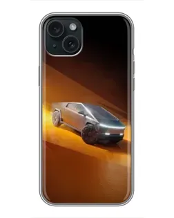 Чохол для iPhone 14 Plus з картинкою «Cybertruck у пустелі»
