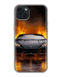 Чохол для iPhone 14 Plus з картинкою «Lamborghini у вогні»