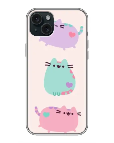 Чохол для iPhone 14 Plus з картинкою «Pusheen тріо»