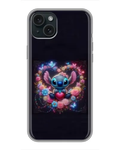 Чехол для iPhone 14 Plus с картинкой «Stitch в цветах» Чехол для iPhone 14 Plus с картинкой «Stitch в цветах»