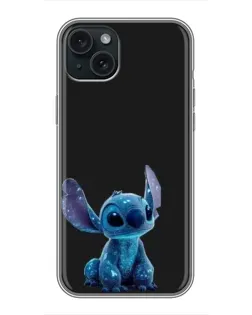 Чехол для iPhone 14 Plus с картинкой «Стич на черном»