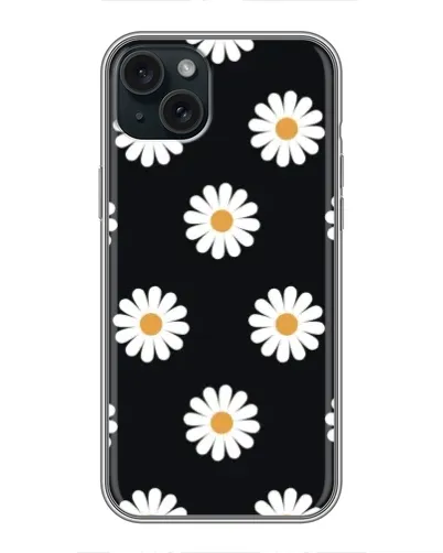 Чохол для iPhone 14 Plus з картинкою «Ромашки на чорному»