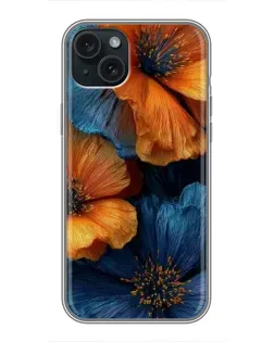 Чохол для iPhone 14 Plus з картинкою «Яскрава синьо-помаранчева флора»