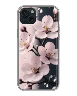 Чохол для iPhone 14 Plus з картинкою «Ніжня сакура та краплі»
