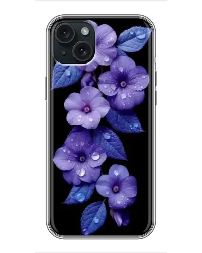Чохол для iPhone 14 Plus з картинкою «Фіолетові квіти з росою»