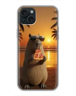 Чохол для iPhone 14 Plus з картинкою «Капібара з піцою»