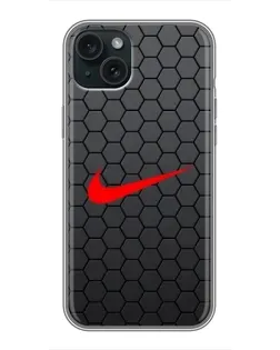 Чохол для iPhone 15 Plus з картинкою «Nike — карбонова сітка»