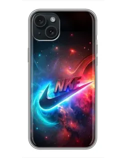 Чохол для iPhone 15 Plus з картинкою «Вогняний логотип Nike»