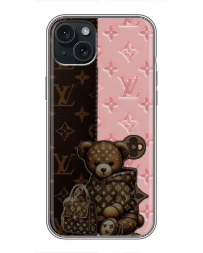 Чохол для iPhone 15 Plus з картинкою «Ведмедик у стилі LV»