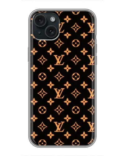 Чохол для iPhone 15 Plus з картинкою «Золота монограма LV»