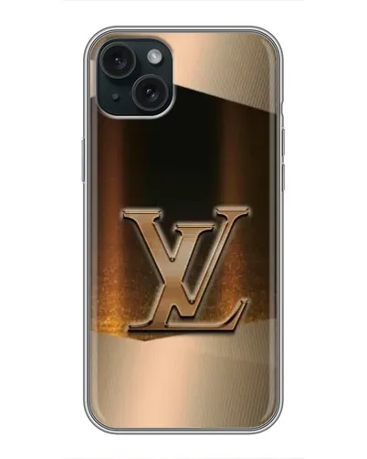 Чохол для iPhone 15 Plus з картинкою «LV — золоте сяйво»