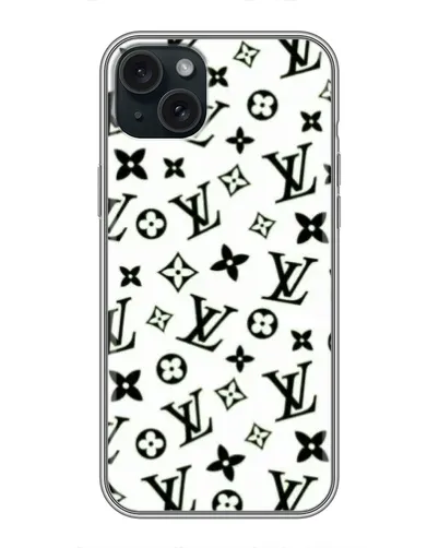Чохол для iPhone 15 Plus з картинкою «Монохромний хаос LV»