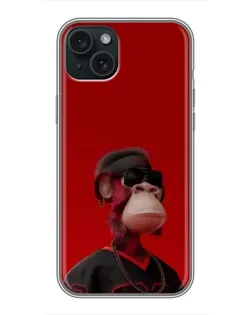 Чохол для iPhone 15 Plus з картинкою «Bored Ape в червоному»