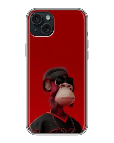Чохол для iPhone 15 Plus з картинкою «Bored Ape в червоному»