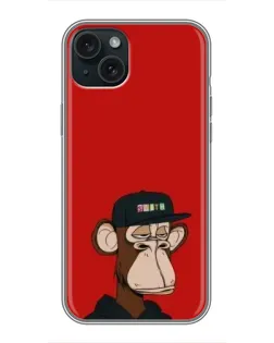 Чохол для iPhone 15 Plus з картинкою «Bored Ape — червоний фон»