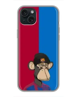 Чохол для iPhone 15 Plus з картинкою «Bored Ape — фанат Барси»