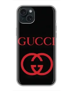 Чохол для iPhone 15 Plus з картинкою «Gucci — червоний логотип»