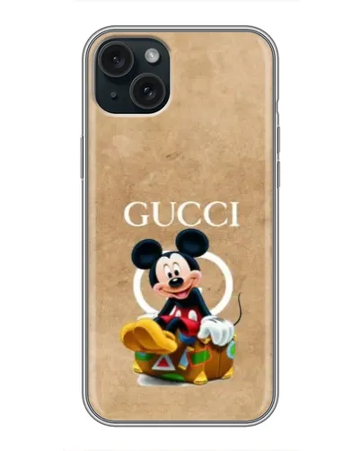 Чохол для iPhone 15 Plus з картинкою «Міккі Маус Gucci — крафт»