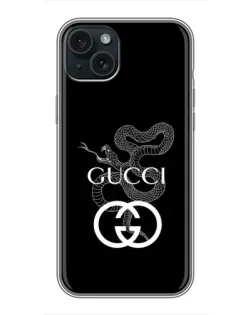 Чохол для iPhone 15 Plus з картинкою «Gucci — срібна змія»