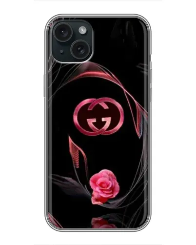 Чохол для iPhone 15 Plus з картинкою «Gucci — неонова троянда»
