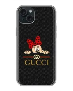 Чохол для iPhone 15 Plus з картинкою «Мінні Маус Gucci — чорний»
