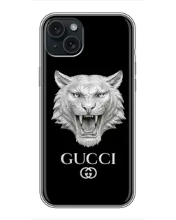 Чохол для iPhone 15 Plus з картинкою «Gucci — срібний лев» Чохол для iPhone 15 Plus з картинкою «Gucci — срібний лев»