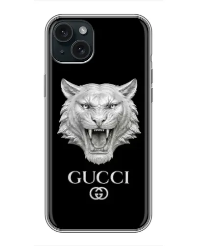 Чохол для iPhone 15 Plus з картинкою «Gucci — срібний лев» Чохол для iPhone 15 Plus з картинкою «Gucci — срібний лев»