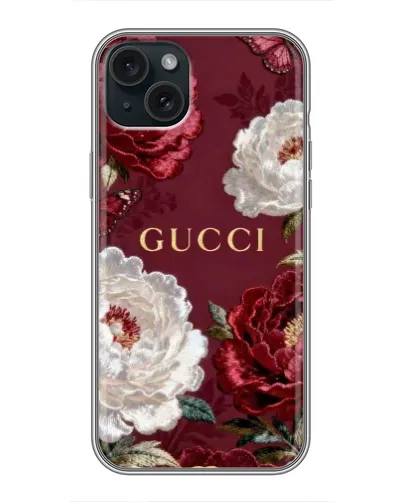 Чохол для iPhone 15 Plus з картинкою «Gucci — бордові троянди» Чохол для iPhone 15 Plus з картинкою «Gucci — бордові троянди»