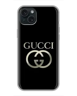 Чохол для iPhone 15 Plus з картинкою «Gucci — золото на чорному» Чохол для iPhone 15 Plus з картинкою «Gucci — золото на чорному»